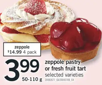 Fortinos ZEPPOLE PASTRY OR FRESH FRUIT TART, 50-110 G offer