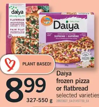 Fortinos DAIYA FROZEN PIZZA OR FLATBREAD 327-550 g offer