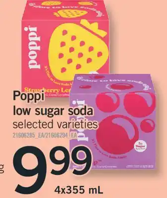 Fortinos POPPI LOW SUGAR SODA, 4X355ML offer