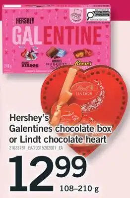 Fortinos HERSHEY'S GALENTINES CHOCOLATE BOX OR LINDT CHOCOLATE HEART, 108–210G offer