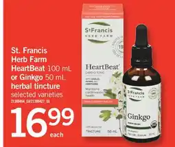 Fortinos ST. FRANCIS HERB FARM HEARTBEAT 100 ML OR GINKGO 50 ML HERBAL TINCTURE offer