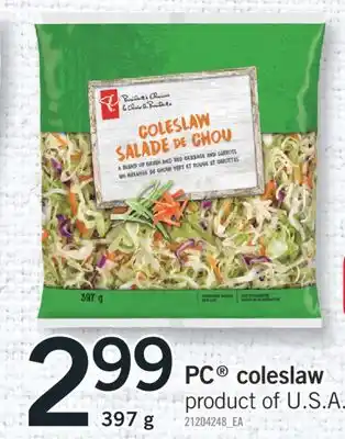 Fortinos PC coleslaw offer