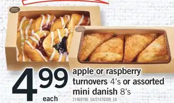 Fortinos APPLE OR RASPBERRY TURNOVERS 4'S OR ASSORTED MINI DANISH 8'S offer