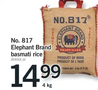 Fortinos NO. 817 ELEPHANT BRAND BASMATI RICE 4 kg offer