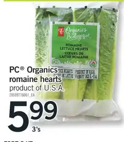 Fortinos PC ORGANICS ROMAINE HEARTS 3's offer