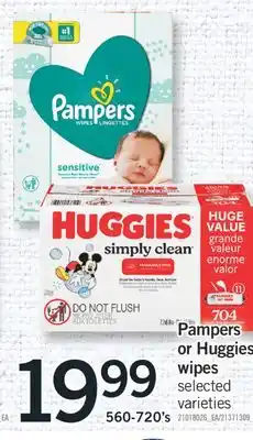 Fortinos PAMPERS OR HUGGIES WIPES 560-720's offer