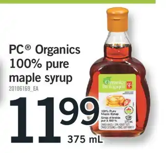 Fortinos PC ORGANICS 100% PURE MAPLE SYRUP, 375ML offer