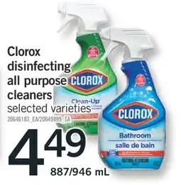 Fortinos CLOROX DISINFECTING ALL PURPOSE CLEANERS, 887/946 mL offer