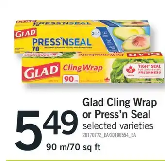 Fortinos GLAD CLING WRAP OR PRESS'N SEAL, 90 M/70 SQ FT offer