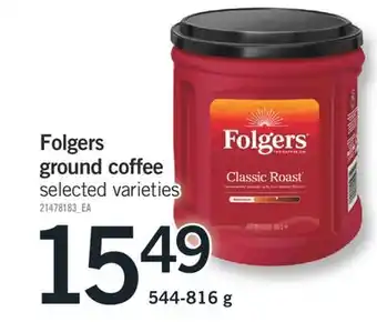 Fortinos FOLGERS GROUND COFFEE, 544-816 G offer