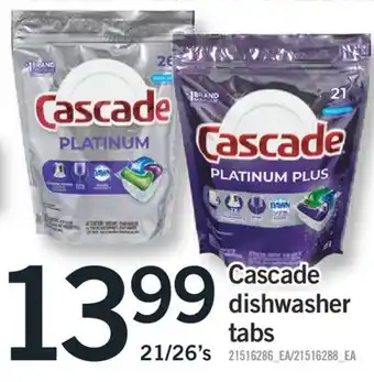 Fortinos CASCADE DISHWASHER TABS, 21/26's offer