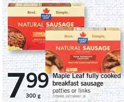 Fortinos MAPLE LEAF FULLY COOKED BREAKFAST SAUSAGE, 300 G offer