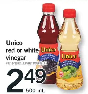 Fortinos UNICO UNICO RED OR WHITE VINEGAR, 500 ML offer