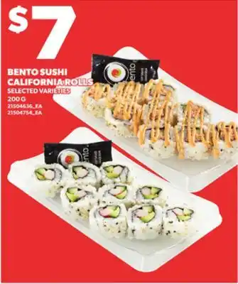 Loblaws BENTO SUSHI CALIFORNIA ROLLS 200G offer