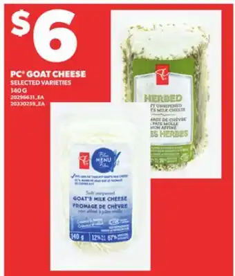 Loblaws PC GOAT CHEESE 140G offer