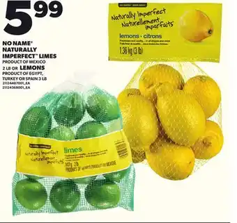 Loblaws NO NAME NATURALLY IMPERFECT LIMES 2 LB OR LEMONS 3 LB offer