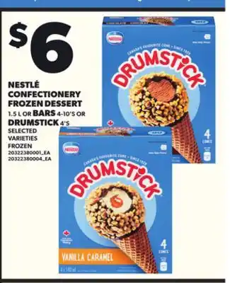 Loblaws NESTLÉ CONFECTIONERY FROZEN DESSERT, 1.5 L OR BARS, 4-10'S OR DRUMSTICKS, 4'S offer