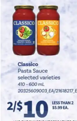 Loblaws CLASSICO PASTA SAUCE 410–600mL offer