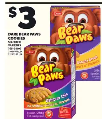 Loblaws DARE BEAR PAWS COOKIES 168-240G offer