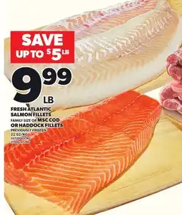 Loblaws FRESH ATLANTIC SALMON FILLETS FAMILY SIZE OR MSC COD OR HADDOCK FILLETS offer