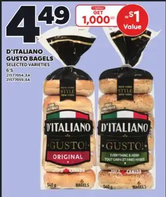 Loblaws D'ITALIANO GUSTO BAGELS 6'S offer