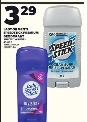 Loblaws LADY OR MEN'S SPEEDSTICK PREMIUM DEODORANT 45-85G offer