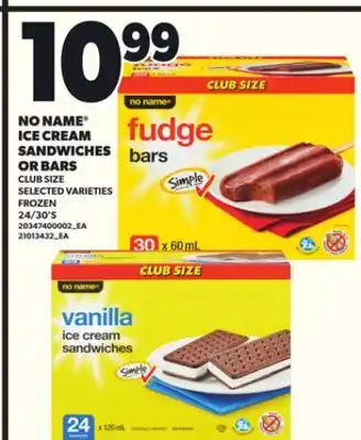 Loblaws NO NAME ICE CREAM SANDWICHES OR BARS, 24/30'S offer