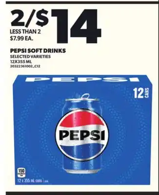 Loblaws PEPSI SOFT DRINKS, 12X355ML offer