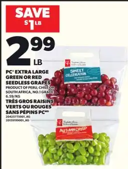 Independent Grocer PC EXTRA LARGE GREEN OR RED SEEDLESS GRAPES offer