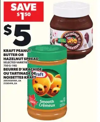 Independent Grocer KRAFT PEANUT BUTTER OR HAZELNUT SPREAD offer