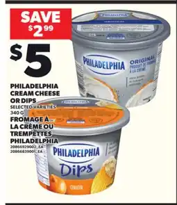 Independent Grocer PHILADELPHIA CREAM CHEESE OR DIPS, 340 G offer