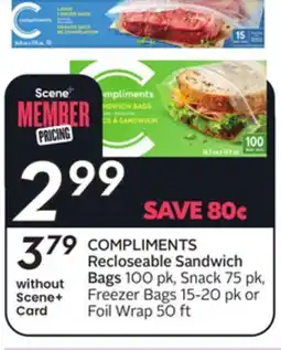 Sobeys COMPLIMENTS Recloseable Sandwich Bags offer