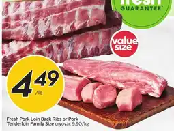 Sobeys Fresh Pork Loin Back Ribs or Pork Tenderloin Family Size offer