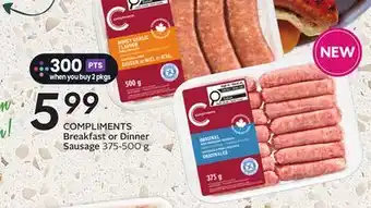 Sobeys COMPLIMENTS Breakfast or Dinner Sausage offer