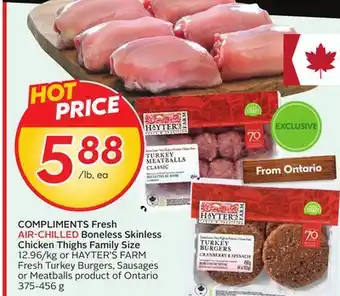 Sobeys COMPLIMENTS Fresh AIR-CHILLED Boneless Skinless Chicken Thighs Family Size offer