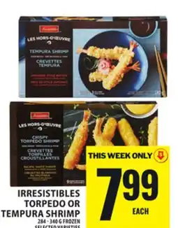 Food Basics IRRESISTIBLES TORPEDO OR TEMPURA SHRIMP offer