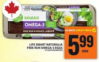 Food Basics LIFE SMART NATURALIA FREE RUN OMEGA-3 EGGS offer