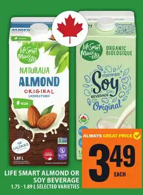 Food Basics LIFE SMART ALMOND OR SOY BEVERAGE offer