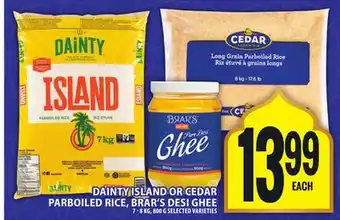 Food Basics DAINTY ISLAND OR CEDAR PARBOILED RICE, BRAR'S DESI GHEE offer