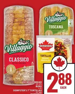 Food Basics VILLAGGIO BREAD OR BUNS OR DEMPSTER'S 7 TORTILLAS offer