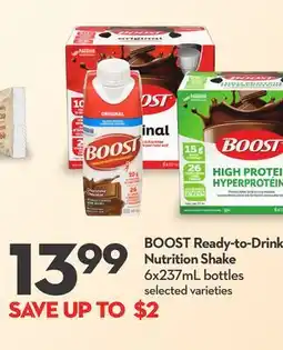 Longo's BOOST Ready-to-Drink Nutrition Shake offer