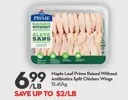 Longo's Maple Leaf Prime Raised Without Antibiotics Split Chicken Wings offer