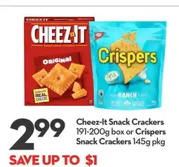 Longo's Cheez-It Snack Crackers 191-200g box or Crispers Snack Crackers 145g pkg offer