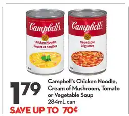 Longo's Campbell's Chicken Noodle, Cream of Mushroom, Tomato or Vegetable Soup offer