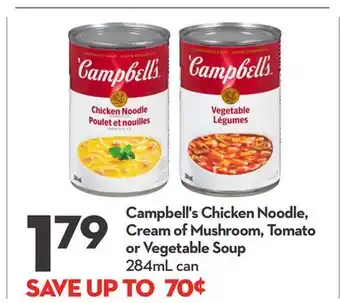 Longo's Campbell's Chicken Noodle, Cream of Mushroom, Tomato or Vegetable Soup offer