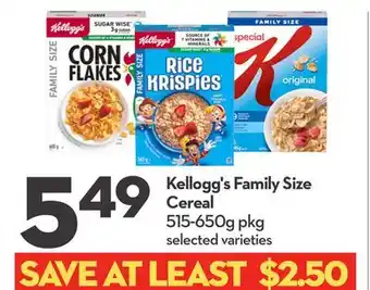 Longo's Kellogg's Family Size Cereal offer