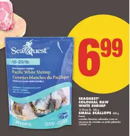 No Frills SEAQUEST COLOSSAL RAW WHITE SHRIMP 16-20 per lb, 300 g, SMALL SCALLOPS 400 g offer