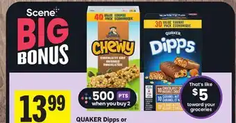 Foodland QUAKER Dipps or Chewy Bars Club Pack offer