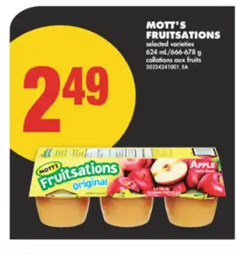 No Frills MOTT'S FRUITSATIONS, 624 ML/666-678 G offer