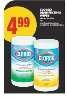 No Frills CLOROX DISINFECTING WIPES, 75'S offer